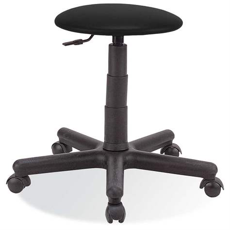 Taburet de lucru atelier productie ergonomic rotativ pentru industrie GOLIAT cu roți, material textil, negru - Nowy Styl Group