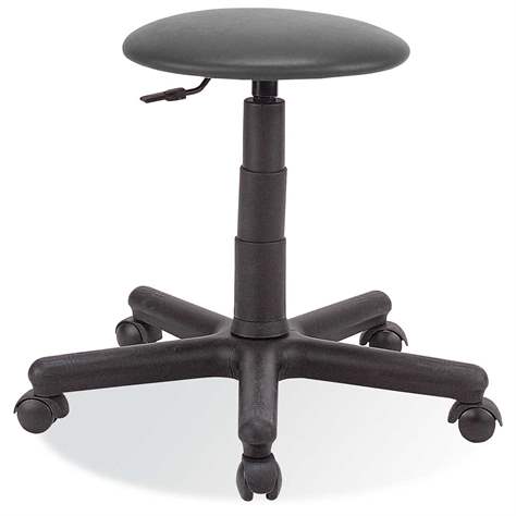 Taburet de lucru atelier productie ergonomic rotativ pentru industrie GOLIAT cu roți, material textil, gri închis - Nowy Styl Group