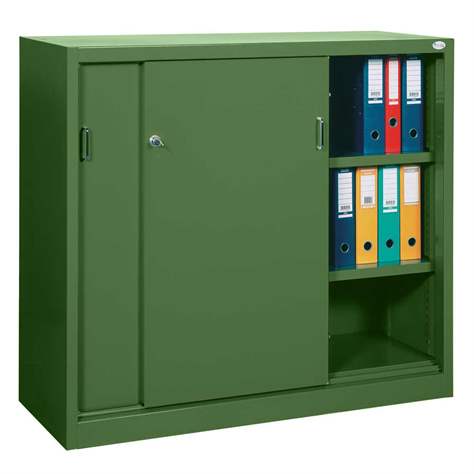 Schiebetür-Stahlschrank, HxBxT: 1040 x 1200 x 435 mm, Farbe Grün RAL 6011 - Malow