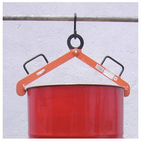 Scherengreifer vertikal, für stehende Fässer mit Rand, Tragfähigkeit 300 kg