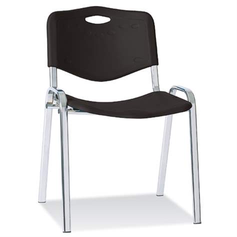 Kuststoffstuhl ISO, Farbe schwarz, Stahlrohrgestell verchromt - Nowy Styl Group