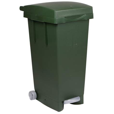 Coș gunoi din material plastic pentru materiale reciclabile, volum 80 l, cu pedală, culoare verde