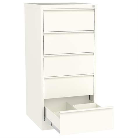 Registraturschrank für Hängemappen B5-horizontal, 5 Schubladen, 2 zweibahninge, HxBxT: 1285x610x630 mm, Farbe weiß RAL9010 - Malow