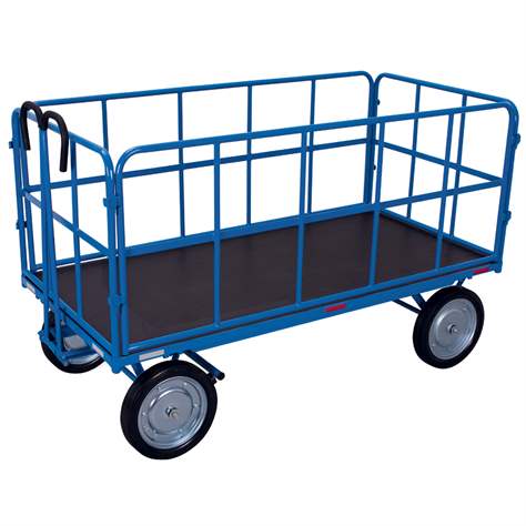Handpritschenwagen VARIOfit mit 4 Bordwänden, 1600 x 800 mm, Tragfähigkeit 1000 kg, Vollgummireifen - Cordes