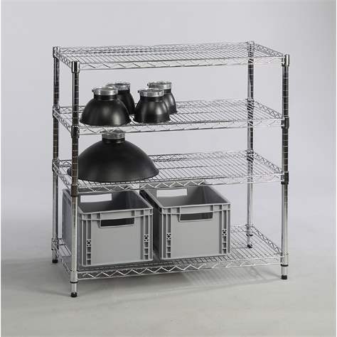 Gitterregal, verchromt, Fachboden-Traglast 250 kg, HxBxT: 890x1220x610 mm, 4 Fachböden - Bild7