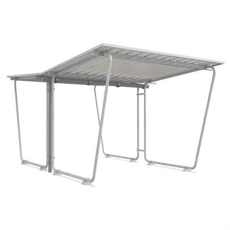 Acoperitoare pentru biciclete, pe ambele părți S27, 2975 x 4660 mm, acoperiș din tablă trapezoidală, modul de bază - WSM - Walter Solbach Metallbau GmbH