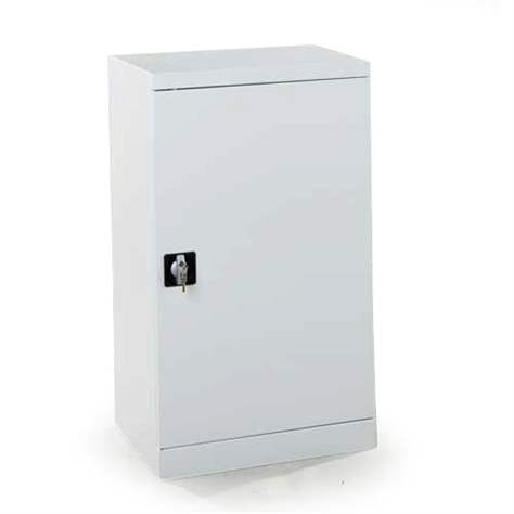 Dulap metalic cu polite si 1 ușa batanta birou arhiva atelier HxLxl 1040 x 600 x 435 mm cap. port. 40 kg, gri RAL7035 - Malow - imagine2