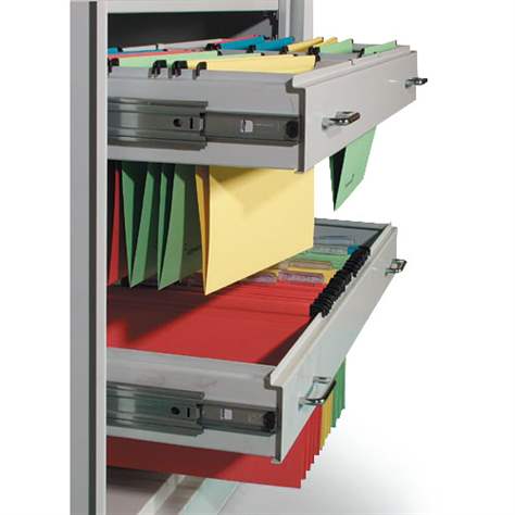 Cadru tip sertar extractibil pentru mape/dosare A4 suspendabile, lățime 1000 mm, gri RAL7035 - Malow