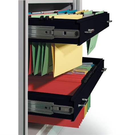 Cadru tip sertar extractibil pentru mape/dosare A4 suspendabile, lățime 1200 mm, neagră RAL9005 - Malow