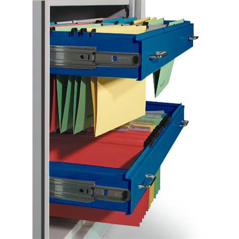 Auszugrahmen für A4-Hängetaschen, Breite 1200 mm, Enzianblau RAL5010 - Malow