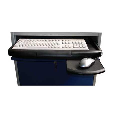 Computer-Schrank für LCD Monitore, mit Ausrüstung, Gesamtmaße (HxBxT): 1750x640x630 mm, Grau RAL7035 / Enzianblau RAL5010 - Malow - Bild2