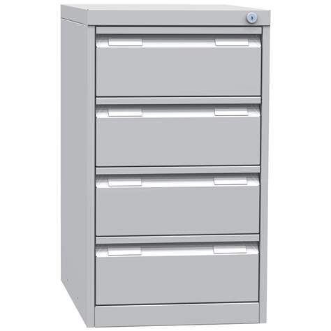 Kartotéka ECONOMY na závěsné pořadače A6, 4 dvouřadové zásuvky, v x š x h: 703x460x623 mm, barva šedá RAL7035 - Kovona Lysa nad Labem