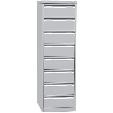 Hängeregistraturschrank ECONOMY, Format A6, acht 2-bahnige Schubladen, HxBxT: 1320x460x623 mm, Lichtgrau RAL7035 - Kovona Lysa nad Labem