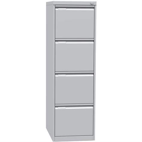 Hängeregistraturschrank ECONOMY, Format A4, 4 Schubladen, HxBxT: 1321x413x622 mm, Lichtgrau RAL7035 - Kovona Lysa nad Labem