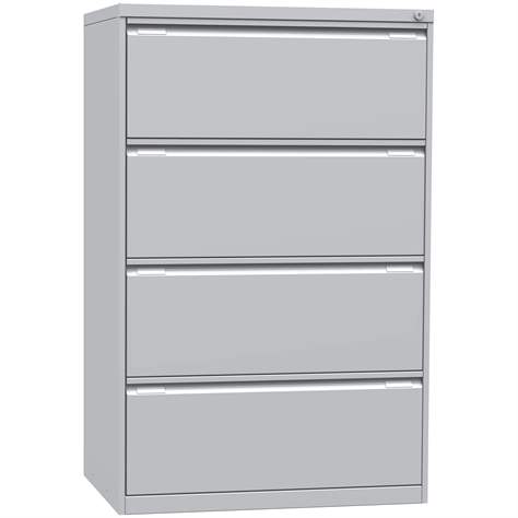 Hängeregistraturschrank ECONOMY, Format A4, vier 2-bahnige Schubladen, HxBxT: 1321x840x623 mm, Lichtgrau RAL7035 - Kovona Lysa nad Labem