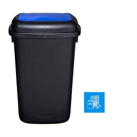 Abfallbehälter QUATRO, aus Kunststoff, Volumen 90 l, Farbe schwarz, Deckel blau