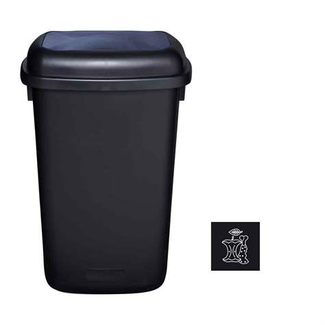 Abfallbehälter QUATRO, aus Kunststoff, Volumen 90 l, Farbe schwarz, Deckel schwarz