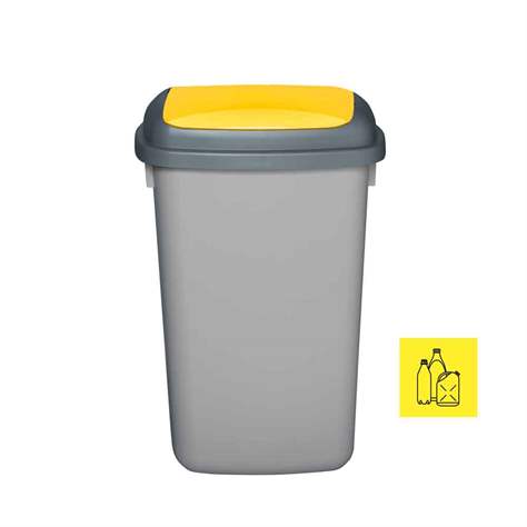 Abfallbehälter QUATRO, aus Kunststoff, Volumen 45 l, Farbe grau, Deckel gelb