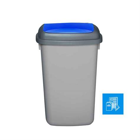 Abfallbehälter QUATRO, aus Kunststoff, Volumen 45 l, Farbe grau, Deckel blau