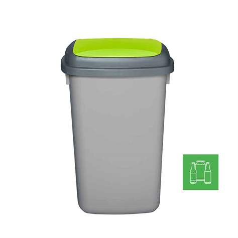 Abfallbehälter QUATRO, aus Kunststoff, Volumen 45 l, Farbe grau, Deckel grün