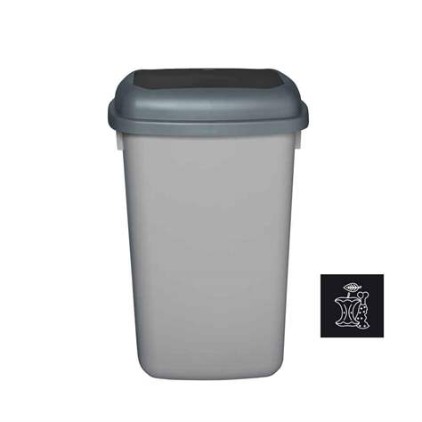 Abfallbehälter QUATRO, aus Kunststoff, Volumen 45 l, Farbe grau, Deckel schwarz