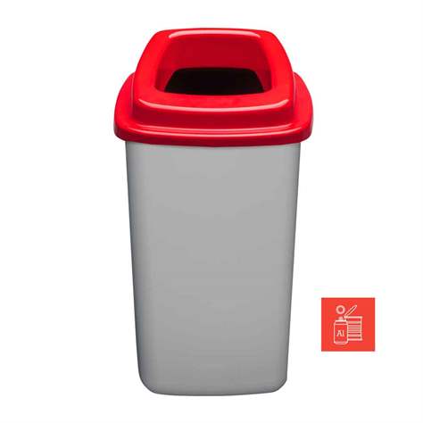 Abfallbehälter SORT, aus Kunststoff, Volumen 45 l, Farbe grau, Deckel rot