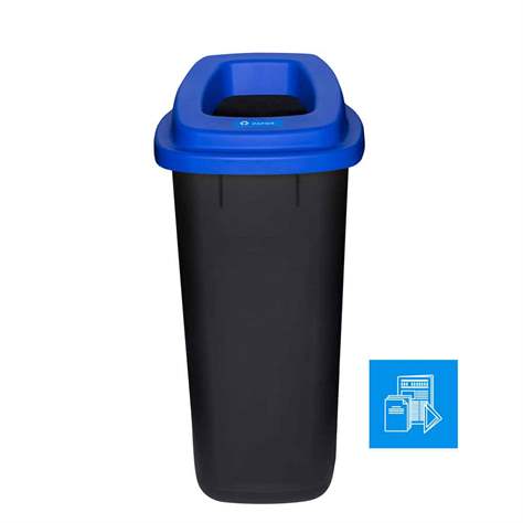 Abfallbehälter SORT, aus Kunststoff, Volumen 90 l, Farbe schwarz, Deckel blau