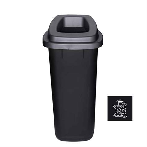 Abfallbehälter SORT, aus Kunststoff, Volumen 90 l, Farbe schwarz, Deckel schwarz