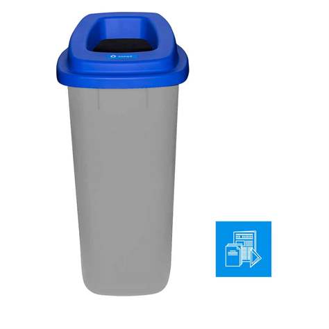 Abfallbehälter SORT, aus Kunststoff, Volumen 90 l, Farbe grau, Deckel blau
