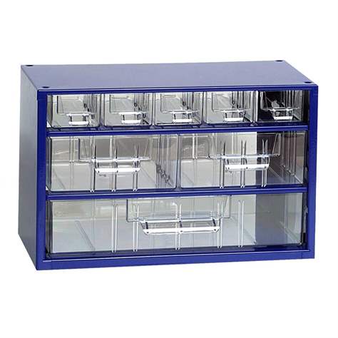 Schubladenmagazin 306 x 155 x 190 mm, Farbe blau, 8 Schubladen