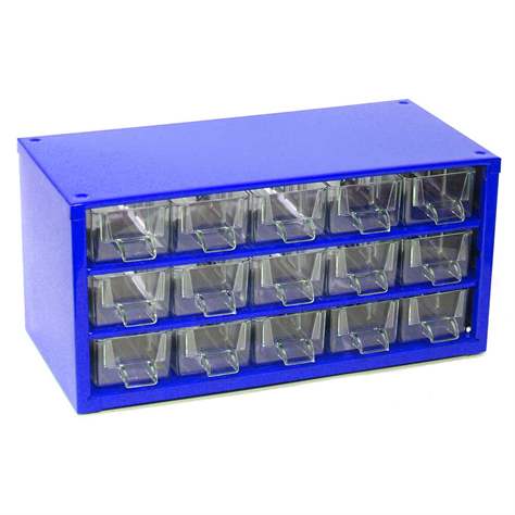 Schubladenmagazin 306 x 155 x 147mm, Farbe blau, 15 Schubladen