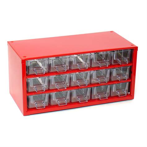 Schubladenmagazin 306 x 155 x 147mm, Farbe rot, 15 Schubladen