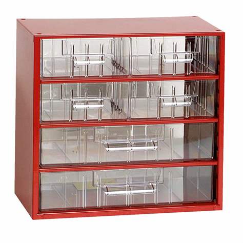 Schubladenmagazin 306 x 155 x 282 mm, Farbe rot, 6 Schubladen