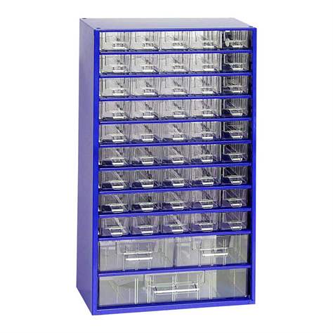 Szafka z szufladami do magazynowania 306 x155 x 551 mm, niebieska, 48 szuflad