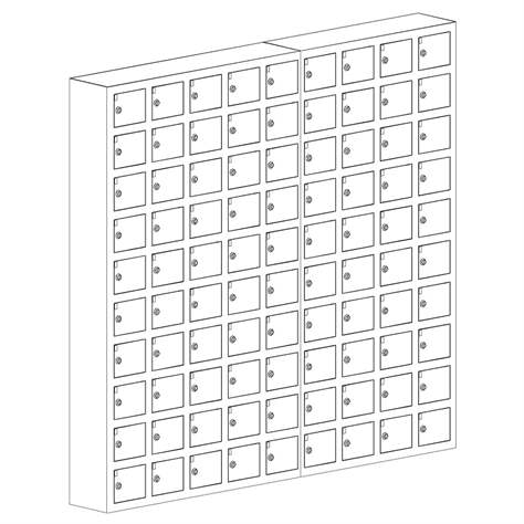 Dulap metalic întărit cu compartimente pentru bunuri mici, sudat, 9x10 compartimente, HxLxl: 1530x1650x200 mm, gri RAL7035 - Malow - imagine2