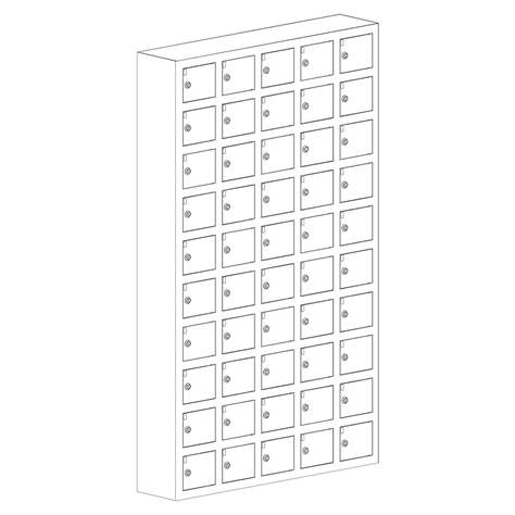 Dulap metalic întărit cu compartimente pentru bunuri mici, sudat, 5x10 compartimente, HxLxl: 1530x930x200 mm, gri RAL7035 - Malow - imagine2