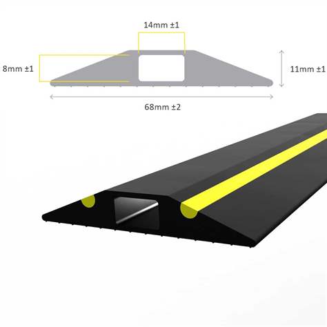 Kabelbrücke, Länge 3 m, Kabeldurchführung 14 x 8 mm, Schwarz mit gelben Warnstreifen - COBA Europe GmbH