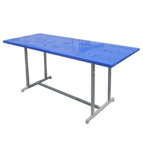 Tisch für Ruhezonen, LxB: 1800 x 600 mm, Farbe Silber/Blau