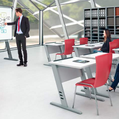 Schultisch, H x B x T: 760x800x700 mm, Gestell Lichtgrau RAL7035/ Abeitsplatte Lichteiche - Malow - Bild2