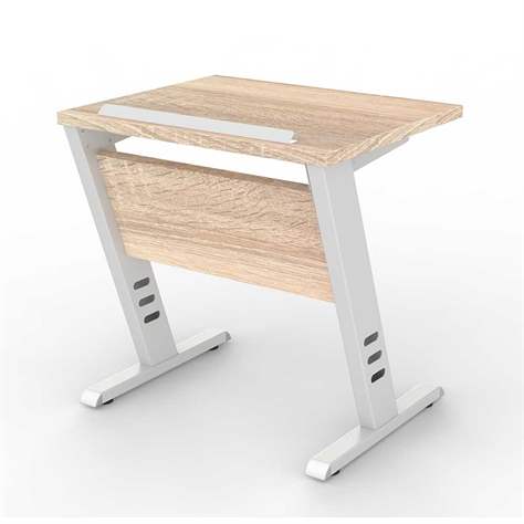 Schultisch, H x B x T: 720x700x580 mm, Gestell Lichtgrau RAL7035/ Abeitsplatte Lichteiche - Malow - Bild3