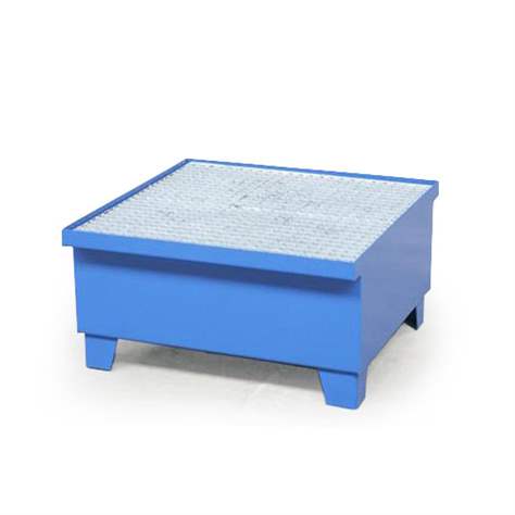 Auffangwanne, Stahl lackiert, mit Gitterrost, 780 x 780 mm, blau RAL5010