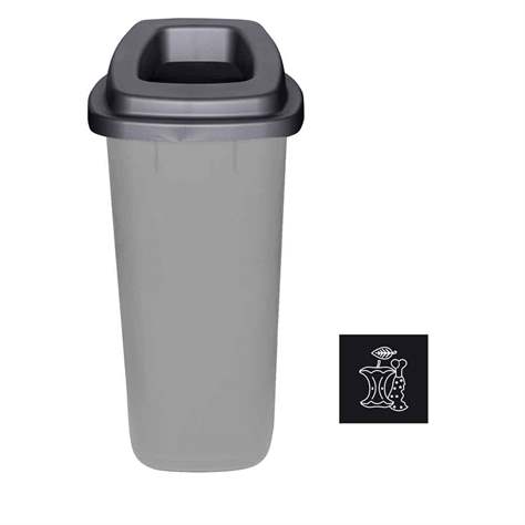 Abfallbehälter SORT, aus Kunststoff, Volumen 90 l, Farbe grau, Deckel schwarz