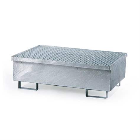 Auffangwanne, verzinkt, mit Gitterrost, 1200 x 810 mm.