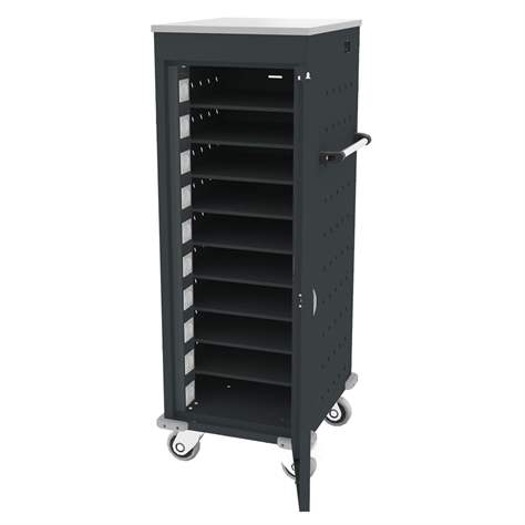 Schrank für Notebooks mit Ladung, 10 Fächer, BxTxH: 530x540x1250 mm, Gehäuse anthrazit RAL7016/ Türfarbe anthrazit RAL7016 - Malow