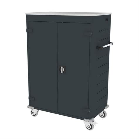 Schrank für Notebooks, mit Ladung, 20 Fächer, BxTxH: 920x540x1250 mm, Gehäuse anthrazit RAL7016/ Türfarbe anthrazit RAL7016 - Malow - Bild2