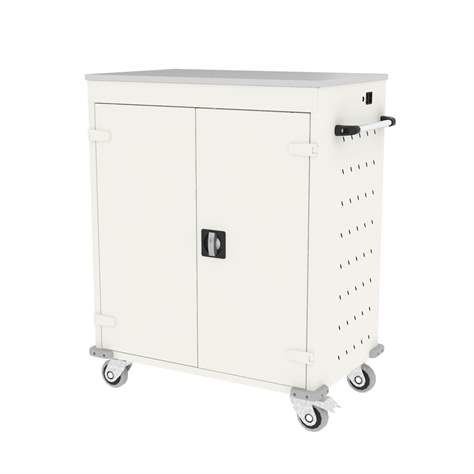 Schrank für Notebooks, mit Ladung, 16 Fächer, BxTxH: 920x540x1060 mm, Gehäuse Weiß RAL9010/ Türfarbe Weiß RAL9010 - Malow