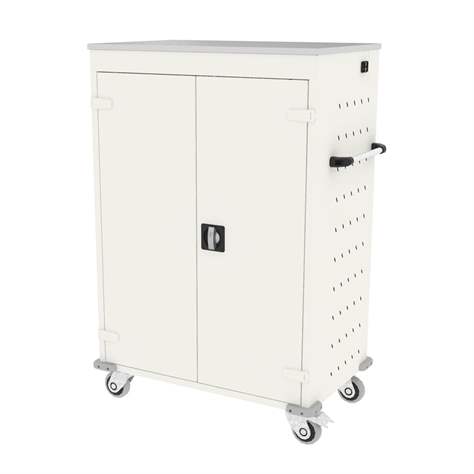 Schrank für Notebooks, mit Ladung, 20 Fächer, BxTxH: 920x540x1250 mm, Gehäuse Weiß RAL9010/ Türfarbe Weiß RAL9010 - Malow