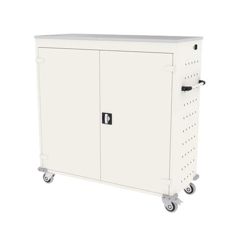 Schrank für Notebooks, mit Ladung, 30 Fächer, BxTxH: 1310x540x1250 mm, Gehäuse Weiß RAL9010/ Türfarbe Weiß RAL9010 - Malow