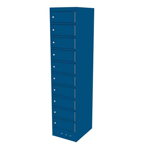 Schrank für Notebooks mit Ladung, 10 Fächer, BxTxH: 400x520x1800 mm, Gehäuse Blau RAL5010/ Türfarbe Blau RAL5010 - Malow - Bild4