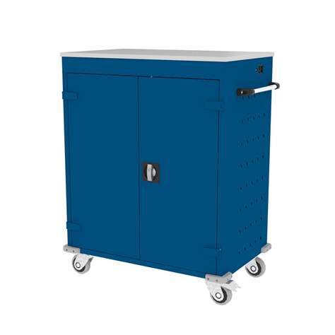 Schrank für Notebooks, mit Ladung, 16 Fächer, BxTxH: 920x540x1060 mm, Gehäuse Blau RAL5010/ Türfarbe Blau RAL5010 - Malow - Bild7